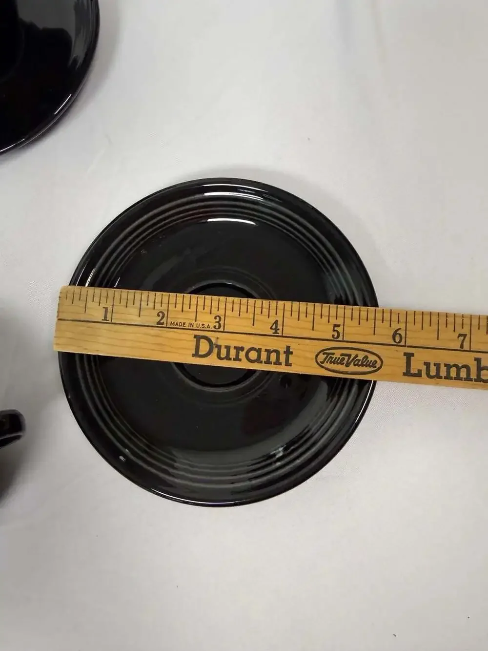 Vintage Fiestaware Black Flat Tea Cup and Saucer Set of 4 Each